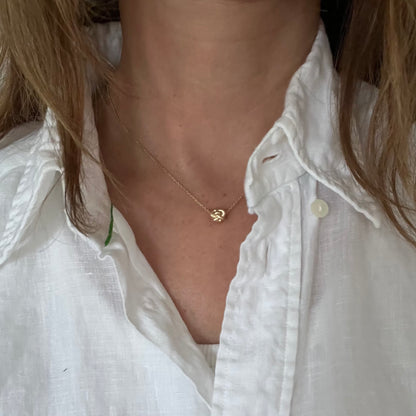 Dainty Divinity Knot Necklace: Pure 14K Gold